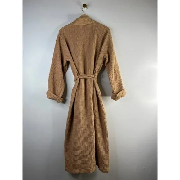 Coyuchi Unisex Organic Cotton Airy Waffle Weave Robe Women's Brown Size: S/M NWT - Picture 8 of 9